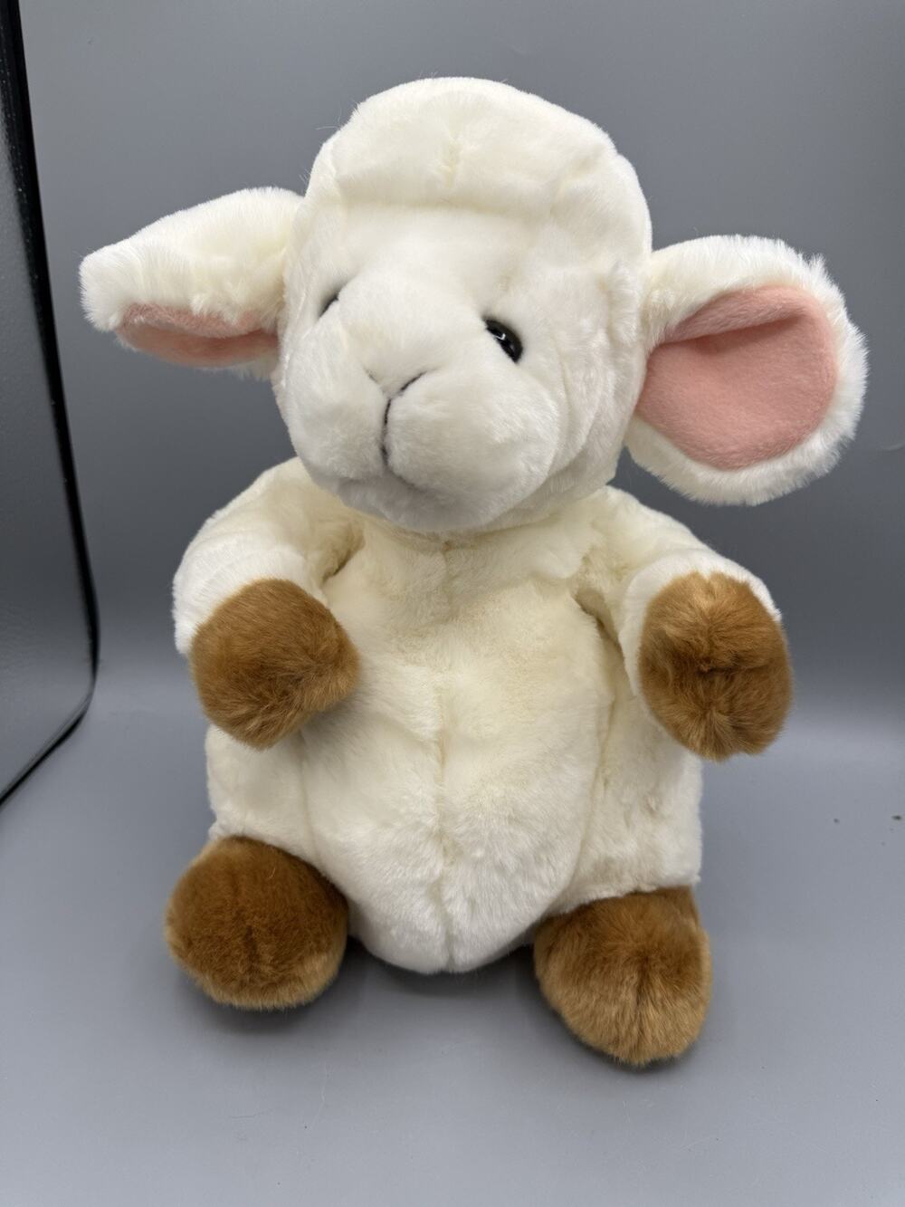 Kellytoy Lamb Sheep Plush 14” White Brown Stuffed Animal Easter Soft Toy